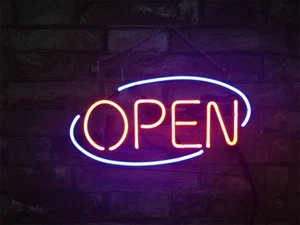 14"x7"OPEN Neon Sign Light Shop Restaurant Party Beer Bar Pub Wall Hanging Decor - Picture 1 of 3