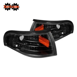 94-98 Ford Mustang Black Corner with Amber Reflector Light Blinker Parking - Picture 1 of 2