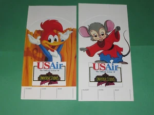 US AIR Universal Studios Woody Woodpecker, Fievel Boarding Pass NOS - Picture 1 of 5