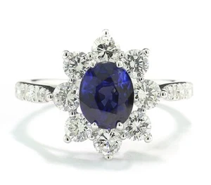 Saphir-Ring feines Royal Blue Diamanten 750-Weißgold Schmuck-Expertise Antwerpen - Bild 1 von 6