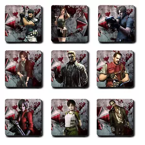 Resident Evil Untersetzer Charaktere - Biogefahr - Hartholz - Geschenk 2 3 4 5 6 7 Becher - Bild 1 von 17