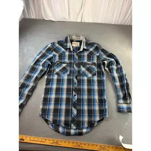 Jnco Crown Marke Langarm Knopfleiste kariertes Hemd Front Reißverschluss Taschen Herren Gr. S - Bild 1 von 7