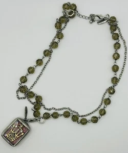 JK Jewel Kade - 20” Crown Tiara Make A Wish Flower Necklace Glitter Pendant - Picture 1 of 4