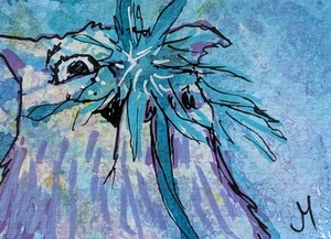 ACEO Katze Blumengemälde Original Kätzchen zeitgenössische Volkskunst von Josh Merritt - Bild 1 von 1