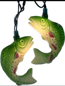 Kurt Adler Trout Fish Indoor/Outdoor 10' Set String Lights NEW & Tested! ( EE) - Picture 1 of 12