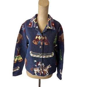 Vintage Every Stitch Counts Fort Worth Texas Native Western Decke Jacke - Bild 1 von 6