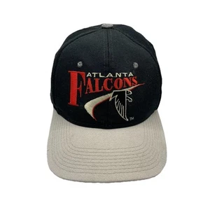 Vintage Atlanta Falcons NFL Snapback Hat Cap Color Block Two Tone Black Gray - Picture 1 of 15