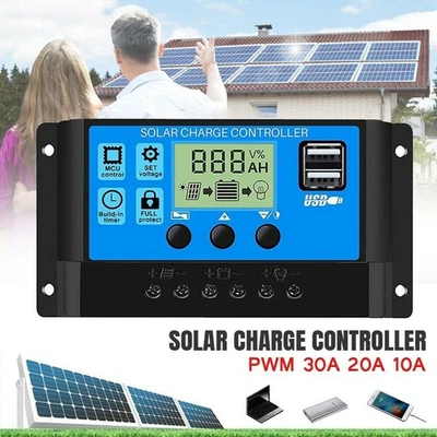 30A PWM Solar Laderegler Charge Panel Controller Regulator Daul USB 12V-24V LCD - Bild 1 von 4