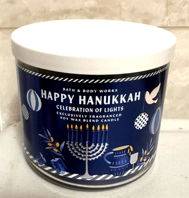 Vela Bath & Body Works Happy Hanukkah perfumada grande 3 mechas 14,5 oz NUEVA Foto 1 de 4