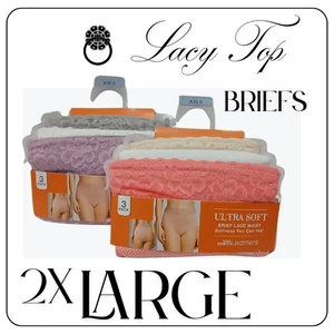 Warners Blissful Benefits Briefs Womens 2XL Lace Waist Ultra Soft Underwear 6 Pk - Picture 1 of 4