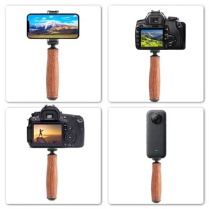 Camera Handle Grip Support Mount Handheld Wooden Handle Grip Mini Ball Head ECA - Picture 1 of 23