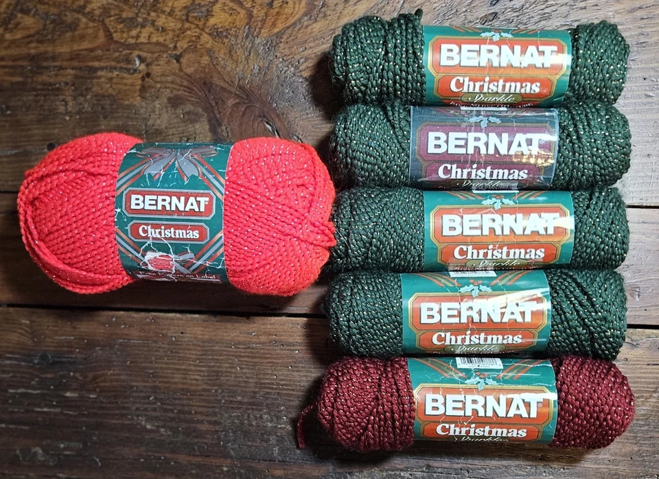 Bernat CHRISTMAS SPARKLE Yarn🧶1.5oz. Skein🧶8900 WINE TINSEL🧶SOLD PER SKEIN - Image 1 of 1