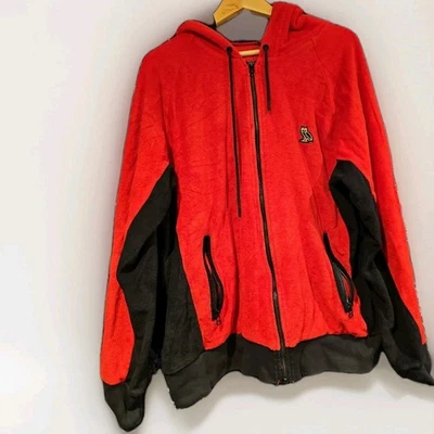 October's Very Own Zip Hoodie Handtuch Material Große L Rot/Schwarz Eule Ovo - Bild 1 von 4
