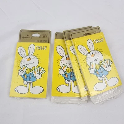 Vintage Lot of 4 Hallmark Bridge Tallies 2 Table 8 Tally Cards Bunny with Seeds - Image 1 of 4