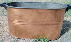 Vintage ROCHESTER Copper Boiler Oval Tub Wood Handles 27.5 X 13 ROCHESTER 1900's - Picture 1 of 8