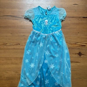Disney Frozen Elsa light blue velvet sheer overlay short sleeve dress SIZE M - Picture 1 of 5