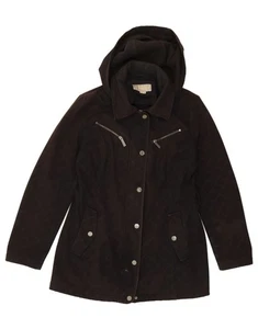 MICHAEL KORS Womens Hooded Windbreaker Jacket UK 14 Medium Black Check TL01 - Picture 1 of 4