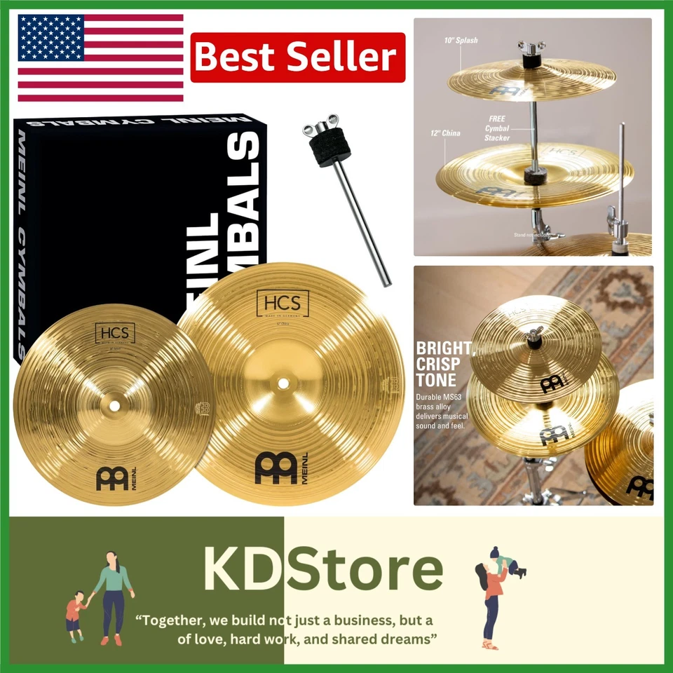 Actualiza tu sonido: paquete de platillos HCS con salpicaduras de 10", China de 12" y apilador adicional Foto 1 de 4