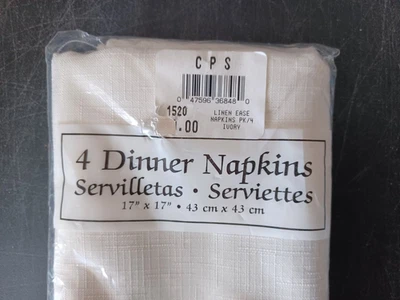 Bardwil Linens Dinner Napkins 17” X 17” Ivory  Set Of 4 new - Image 1 of 3