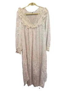 Christian Dior Vintage Nightgown 60s Light Floral Print Bow Accents - Picture 1 of 11