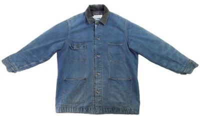 VTG SEARS Work Men's 48 XL Tall Blue Denim Blanket Lined Chore Barn Coat Jacket - Image 1 of 4