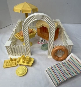 Vintage PLAYSKOOL Dollhouse Backyard Barbeque & Pool Accessories Doghouse Fence - Picture 1 of 24