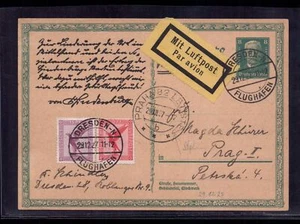 Tarjeta Postal Del Imperio Alemán + ZuFr Por Correo Aéreo: Dresde - Praga 1927 - Imagen 1 de 2