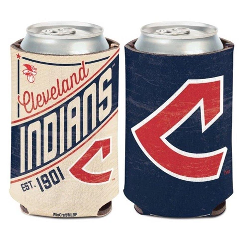 Cleveland Indians 12oz Two Sided Vintage Can Cooler [NEW] MLB Holder Foam Koozie Cover