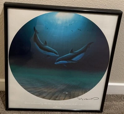 Robert Wyland impressão assinada à mão 1997 - Galeria de golfinhos emoldurados - Imagem 1 de 4