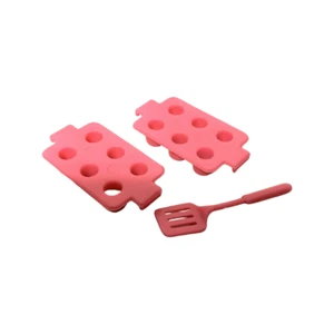 Vtg Barbie Pink Baking Set 2 Muffin Pans and Spatula Doll Accessories - Picture 1 of 2