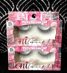 2pk IONI WISPY FISHNET CATEYE 3D FAUX MINK LASHES CLEAR BAND FALSE EYELASHES LOT - Picture 1 of 6