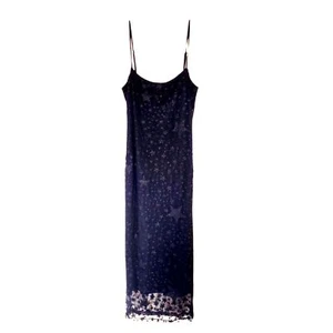 Buddy Love Black Star Mesh Slip Dress Sheer Overlay Y2K Grunge Celestial Goth M - Bild 1 von 5