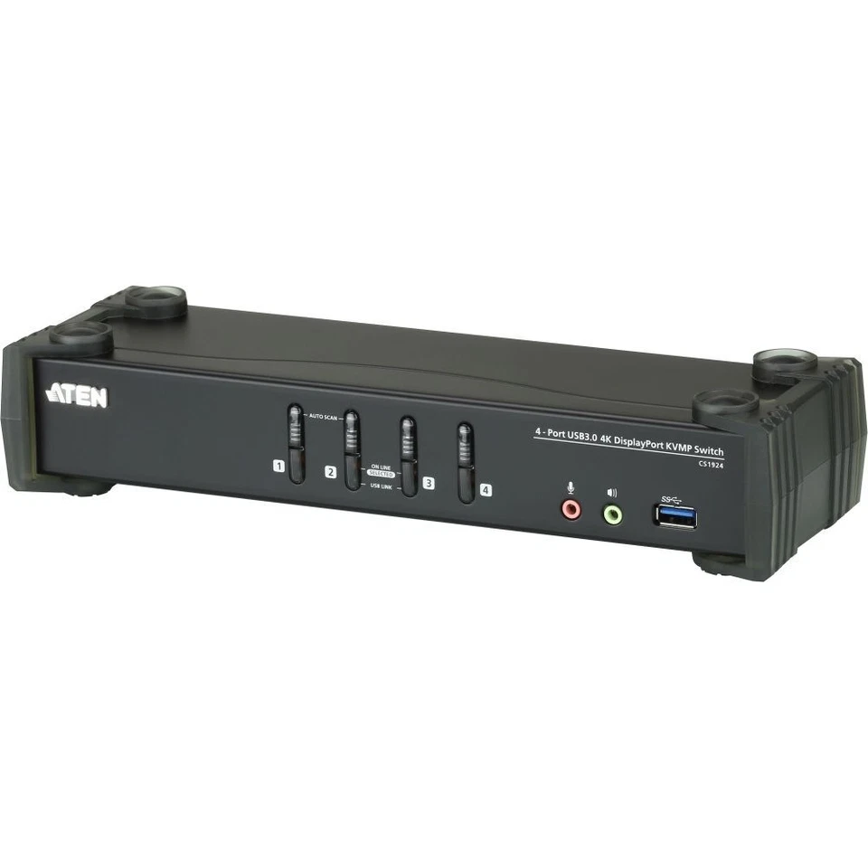 ATEN CS1924 4-Port DisplayPort KVM Switch mit USB 3.1 Hub - Schwarz