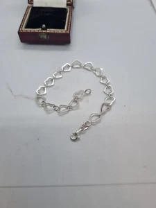 (666) Elegante Pulsera de Eslabón de Plata Esterlina Amor Eslabones del Corazón 7,5 Pulgadas Sellado - Imagen 1 de 4