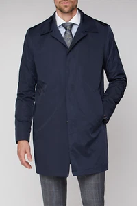 Navy Blue Raincoat XL Cotton Single Breasted Formal Covered Button Brand New - Picture 1 of 5