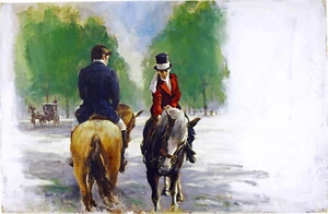 Len Thurston "Nightingale Affair" original gouache illustration horse horse tack - Picture 1 of 3
