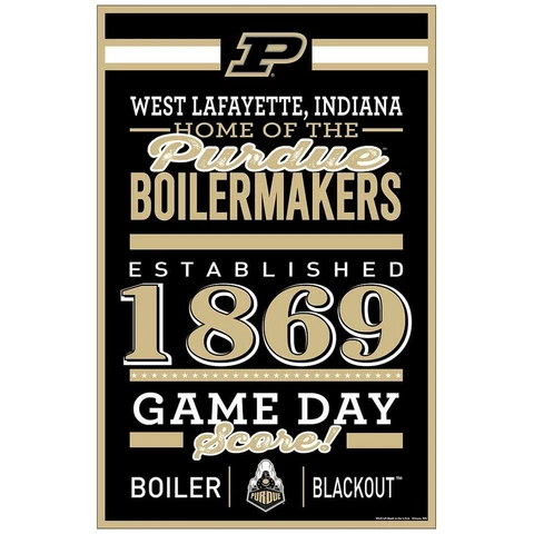 Purdue Boilermakers 11"x17" Wood Sign Established Design [NEW] Banner Wall Cover