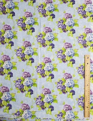 44" Purple and Blue Hydrangeas Cotton Fabric 2010 CP 36888 - Image 1 of 3