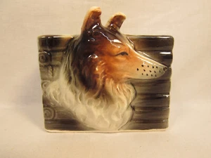 Vintage Collie Lassie Dog Figurine Ceramic Porcelain Planter Pen Holder Japan - Picture 1 of 5
