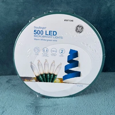GE StayBright 500 luces LED microbrillantes blanco cálido/verde cable interior/exterior Foto 1 de 4