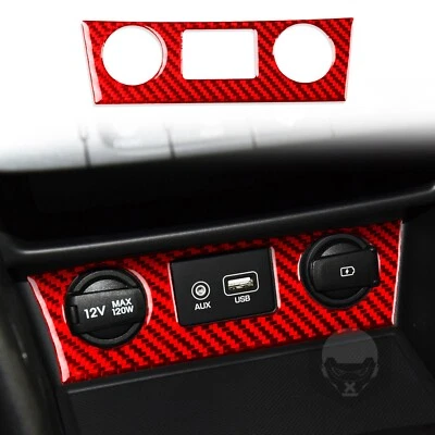 Cubierta roja del panel del encendedor de cigarrillos de la consola de fibra de carbono para Hyundai Kona N 18-23 Foto 1 de 4