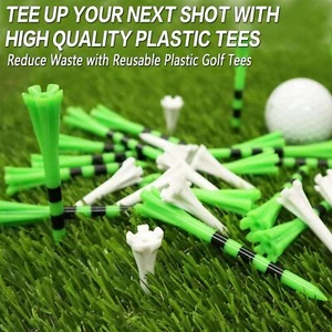 Golf Tees Plastic 3 1/4 2 3/4 1 1/2 Unbreakable 80 Driver Tees with 20 Iron Tees - Picture 1 of 84