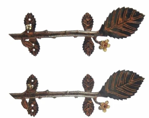 Big Leaf Shape Victorian Antique Finish Brass Handcrafted Door Pull Handles Knob Cover