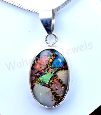 925 Sterling Silber Anhänger Selten 27.40 Karat Monarch Feuer Opal Zertifiziert - Bild 1 von 4