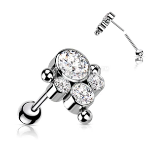 Bezel CZ Cluster with Labret - Picture 1 of 1