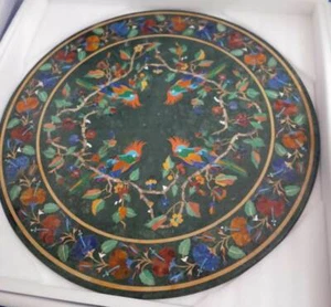 30'' Green Marble Table Top Coffee Center Inlay Lapis Mosaic Home Decor Work - Picture 1 of 3