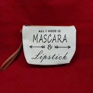 All I Need Is Mascara Zipper Makeup Bag Lightweight Versatile Clutch Wristlet - Picture 1 of 5