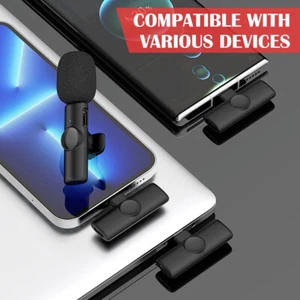 Mini Microfono Wireless Registrazione per IPhone YouTube Facebook Live Stream Vlog - Foto 1 di 22