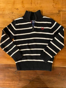 CHAPS BOYS SWEATER EUC BLACK WITH WHITE STRIPES SIZE 5 - Picture 1 of 6