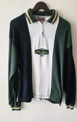Vintage Pro Player Greenbay Packers 1/4 Cremallera Manga Larga Talla Grande W3 Foto 1 de 4
